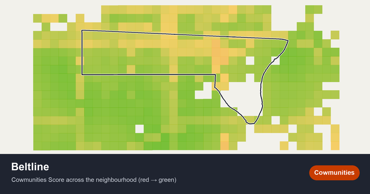 Map of Beltline in Calgary