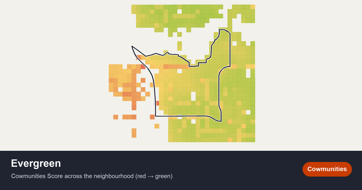 Map of Evergreen in Calgary