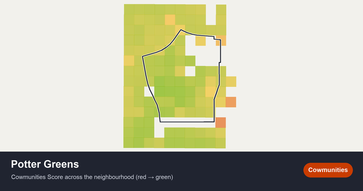 Map of Potter Greens in Edmonton