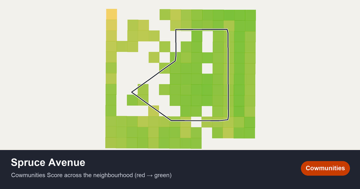Map of Spruce Avenue in Edmonton