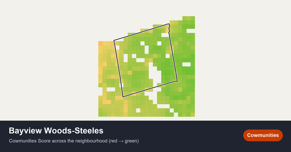 Map of Bayview Woods-Steeles in Toronto