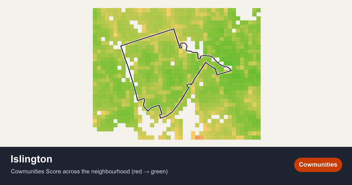 Map of Islington in Toronto