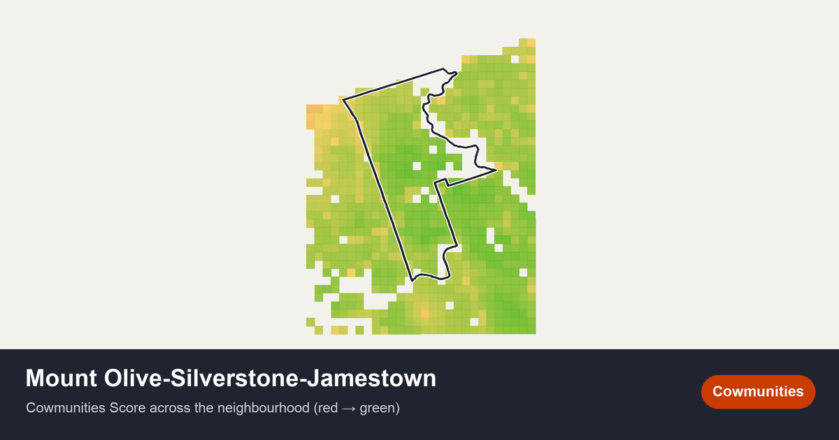 Map of Mount Olive-Silverstone-Jamestown in Toronto