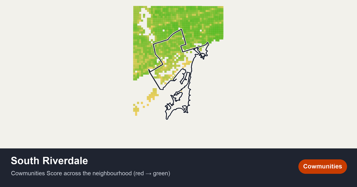 Map of South Riverdale in Toronto
